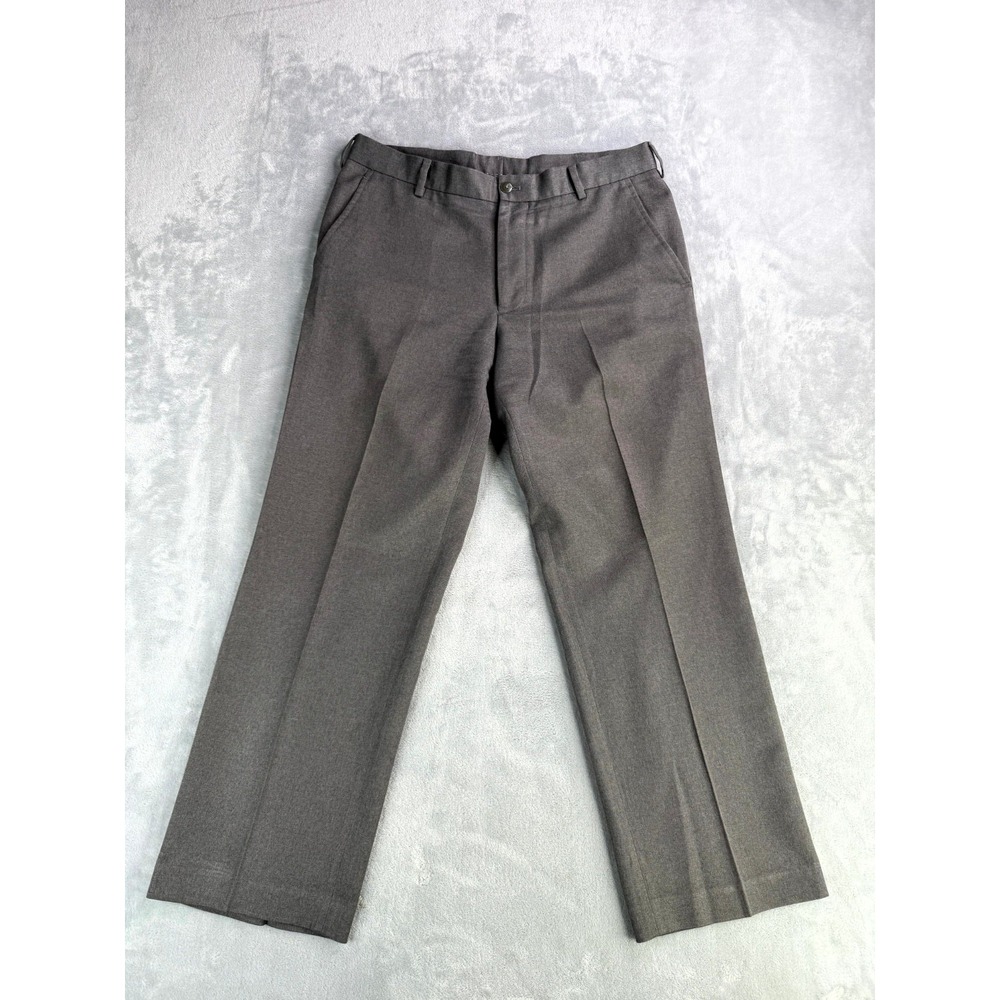 Van Heusen Dress Pants Mens 33x29 Gray Formal Flat Front Straight Leg Mid Rise